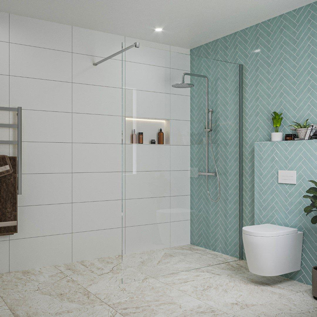 Fortifura Galeria inloopdouche - 120x200cm - helder glas - wandarm - chroom SW797917/SW797904