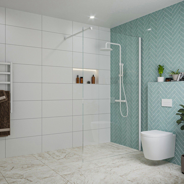 Fortifura Galeria inloopdouche - 120x200cm - helder glas - wandarm - mat wit SW797917/SW797906