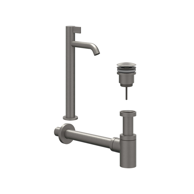 IVY Fonteinset - opbouw - verhoogd - always open plug - Geborsteld metal black PVD 6901476