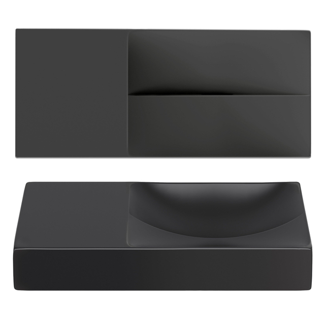 Clou Clou Vale keramiek fontein 45x19x7cm voorbewerkt kraangat links mat CL/03.30162.L - Zwart