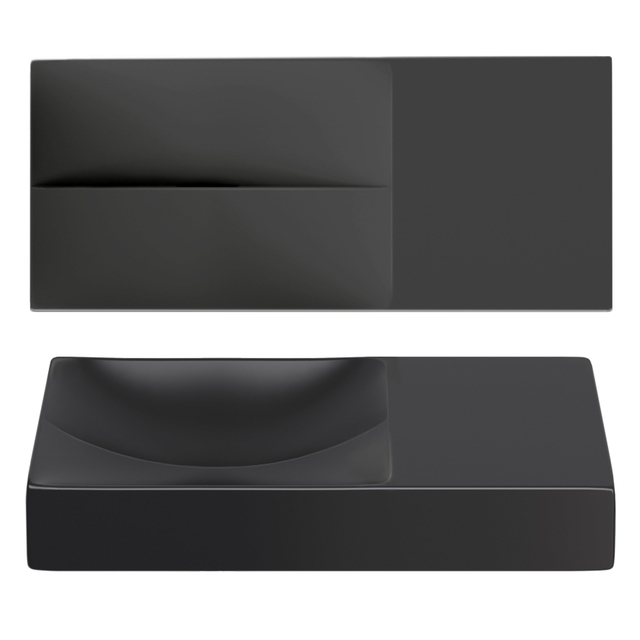 Clou Clou Vale keramiek fontein 45x19x7cm voorbewerkt kraangat rechts mat CL/03.30162.R - Zwart