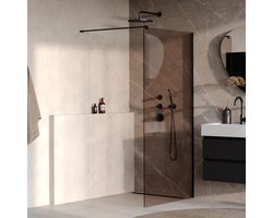 Brauer Oblivion Inloopdouche - 100x200cm - glascoating - brons glas - mat zwart GS-OBI1B100200MZ