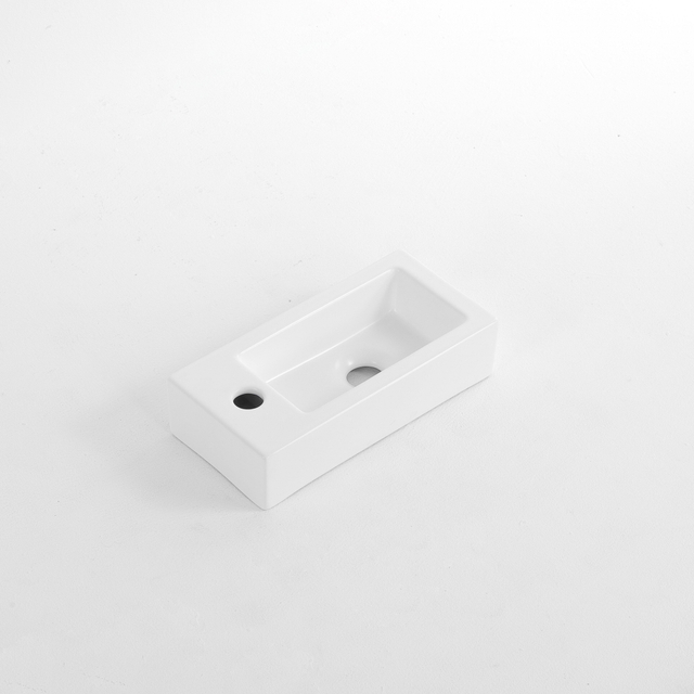 QeramiQ QeramiQ Dely Fontein - 38x18.5x9cm - keramiek - kraangat links - Mat wit E-8020L-MW