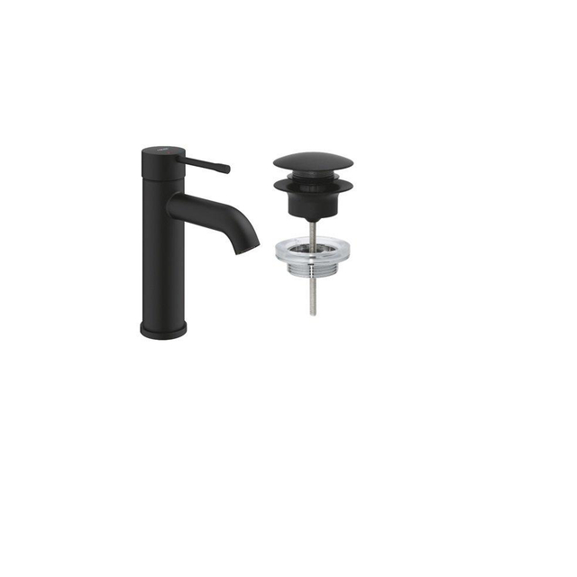 Grohe Grohe Essence Wastafelkraan - 1 gats - afvoergarnituur - push up - phantom black SW901519/SW901517