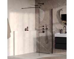 Brauer Oblivion Inloopdouche - 100x200cm - glascoating - helder glas - mat zwart GS-OBI1H100200MZ