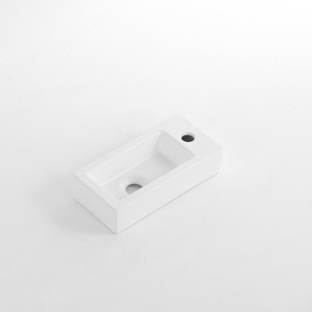 QeramiQ QeramiQ Dely Fontein - 38x18.5x9cm - keramiek - kraangat rechts - Mat wit E-8020R-MW