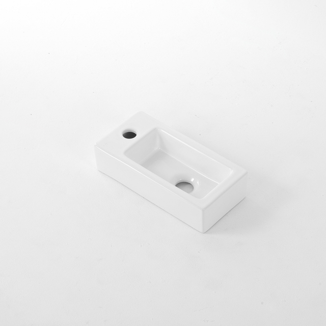 QeramiQ QeramiQ Dely Fontein - 38x18.5x9cm - keramiek - kraangat links - Glans wit E-8020L-GW