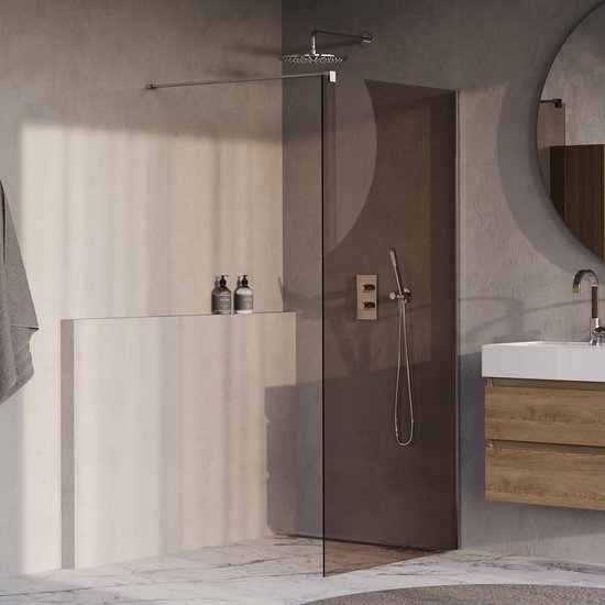 Brauer Oblivion Inloopdouche - 90x200cm - glascoating - brons glas - Chroom GS-OBI1B90200CE