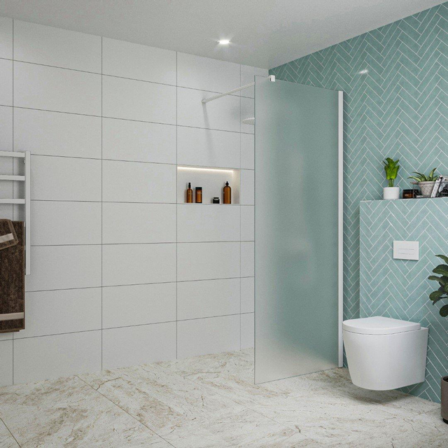 Fortifura Galeria inloopdouche - 80x200cm - mat glas - wandarm - mat wit SW797925/SW797906