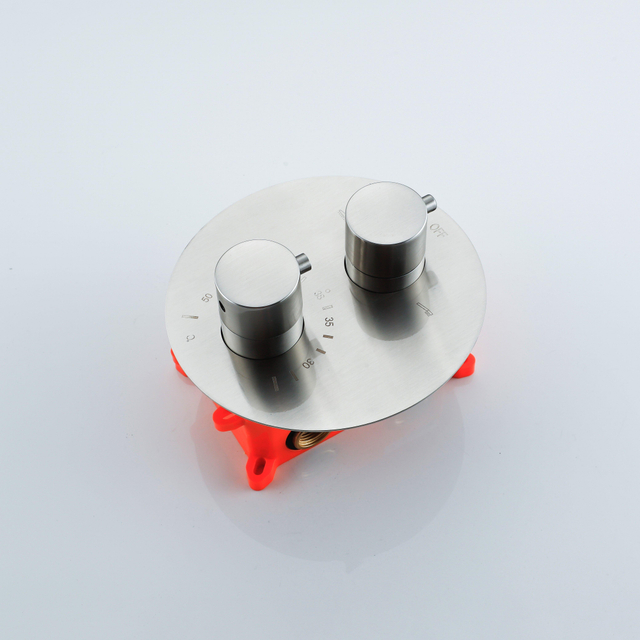 Fortifura Calvi Thermostatische Inbouwkraan - inbouwdeel - rond - Geborsteld RVS SW1159493/SW1171108