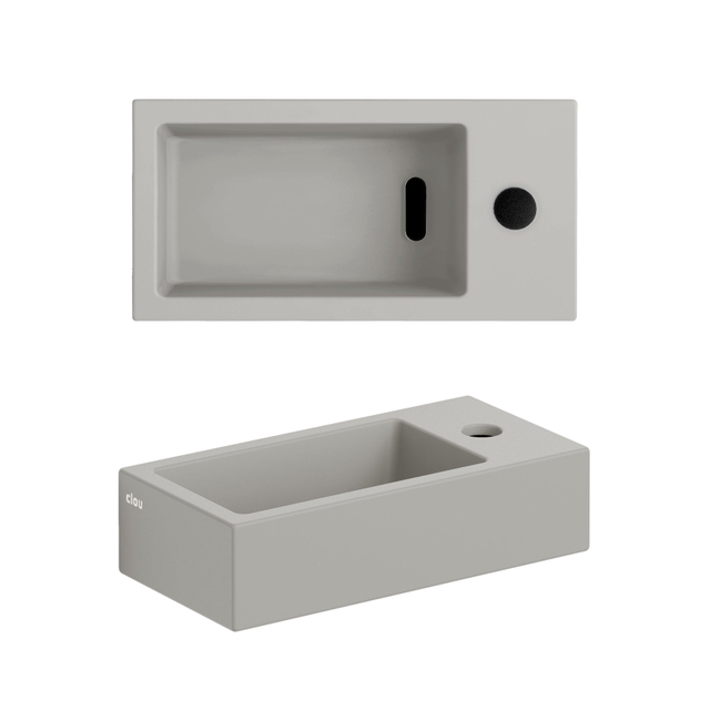Clou Clou Flush 3 fontein 36x18cm met kraangat rechts mat keramiek CL/03.32030 - Grijs