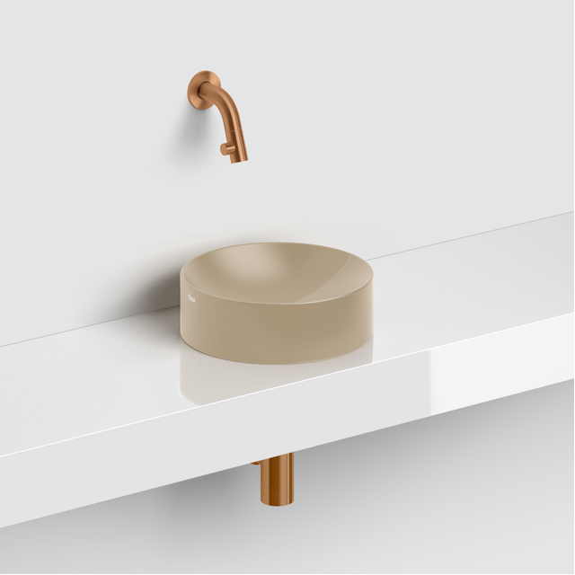 Clou Clou Vale fontein 22cm Keramiek rond zonder kranenbank mat mosterd CL/03.34164