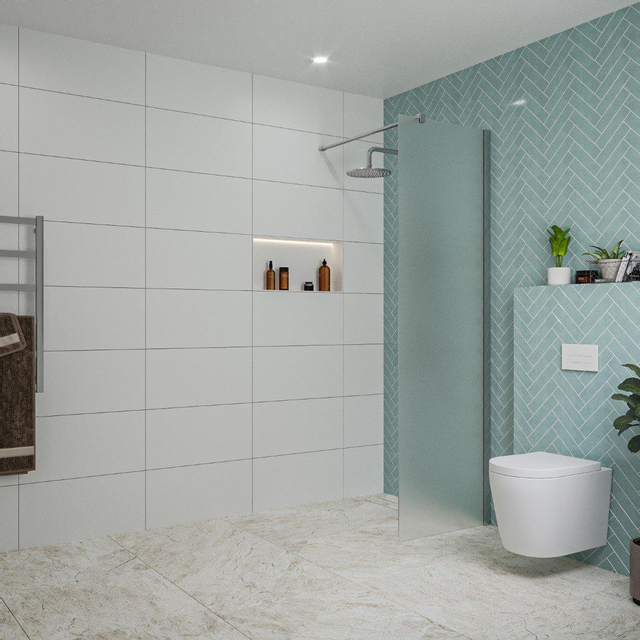 Fortifura Galeria inloopdouche - 60x200cm - mat glas - wandarm - chroom SW797923/SW797904