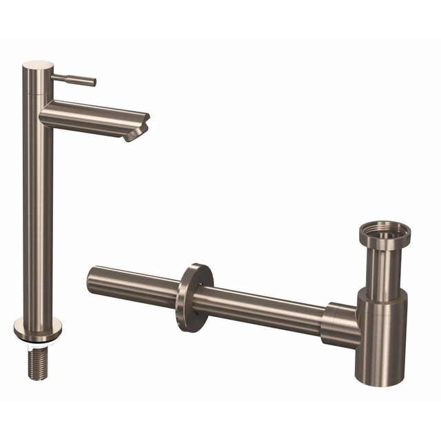 INK INK 2B Fonteinkraanset - staande Fonteinkraan - hoog - designSifon - nikkel geborsteld 9902445