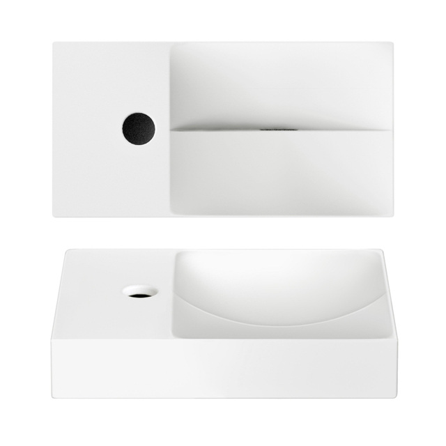 Clou Clou Vale fonteinen keramiek fontein 38x19x7cm kraangat links Wit mat CL/03.02161.01.L