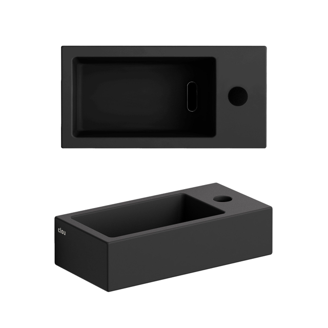 Clou Clou Flush 3 fontein 36x18x9cm kraangat rechts Keramiek mat CL/03.12030 - Zwart