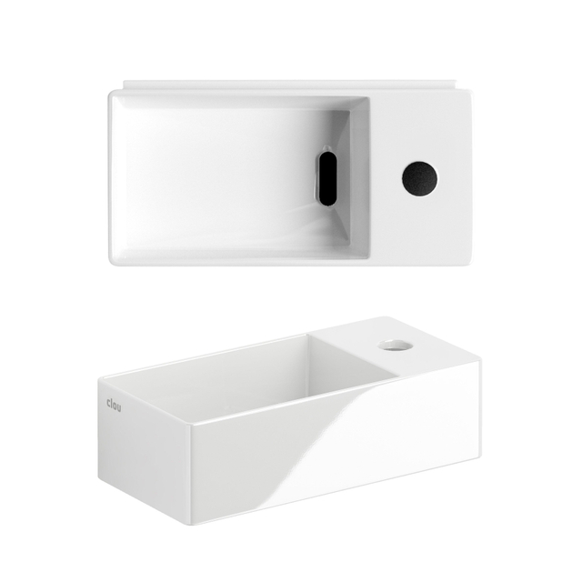 Clou Clou New Flush 3 fontein 35x18cm inclusief plug met kraangat keramiek glanzend wit CL/03.03430.01