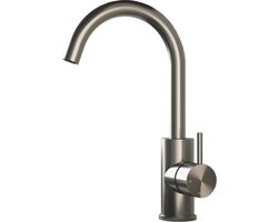 Hotbath Archie wastafelmengkraan met draaibare uitloop uitloop zonder waste RVS AR004IX