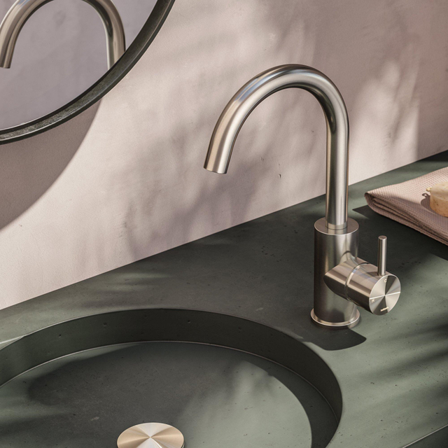 Hotbath Hotbath Archie wastafelmengkraan met draaibare uitloop uitloop zonder waste RVS AR004IX