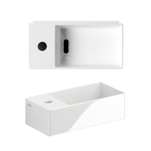Clou Clou New Flush fontein 35x18cm inclusief plug met kraangat links Keramiek Wit CL/03.03432.01