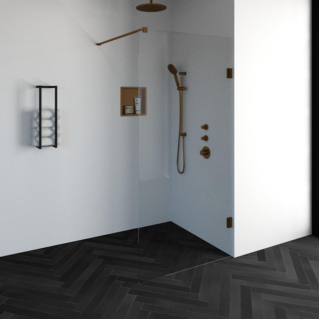 Brauer BRAUER Void inloopdouche helder glas 100x200 incl. glascoating PVD koper geborsteld GS-VOI1H100200GK