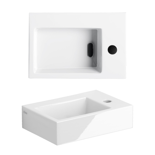 Clou Clou Flush 2 fontein - 36x24.5x9cm - met kraangat - met plug - Keramiek Wit CL/03.03020