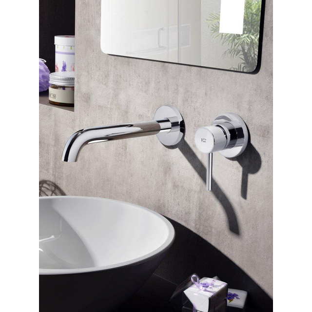 Hotbath Hotbath Buddy wastafelmengkraan gebogen uitloop 2 rozetten geborsteld nikkel B005JGN