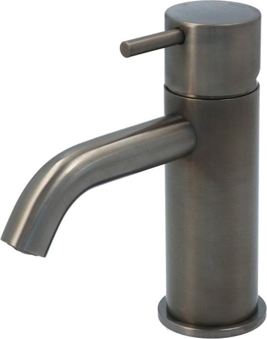 Hotbath Cobber lage wastafelmengkraan met gebogen uitloop zonder waste verouderd ijzer CB003CAI