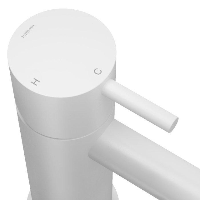 Hotbath Hotbath Cobber lage wastafelmengkraan met gebogen uitloop zonder waste mat wit CB003CWH