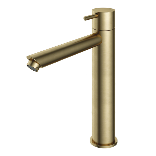 Hotbath Hotbath Cobber hoge wastafelmengkraan met rechte uitloop zonder waste geborsteld messing CB003HSBB