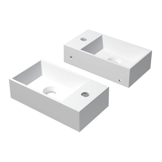 INK INK Contra Fontein - 40x22x10cm - wasbak links - 1 kraangat - polystone wit mat 3403042