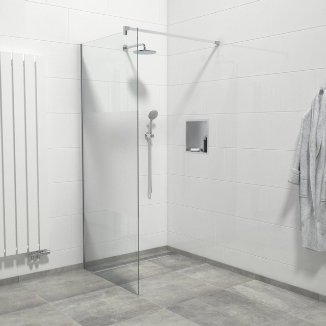 Van Marcke Inloopdouche - 90x200cm - veiligheidsglas - band mat glas - anti kalk - chroom 20005670
