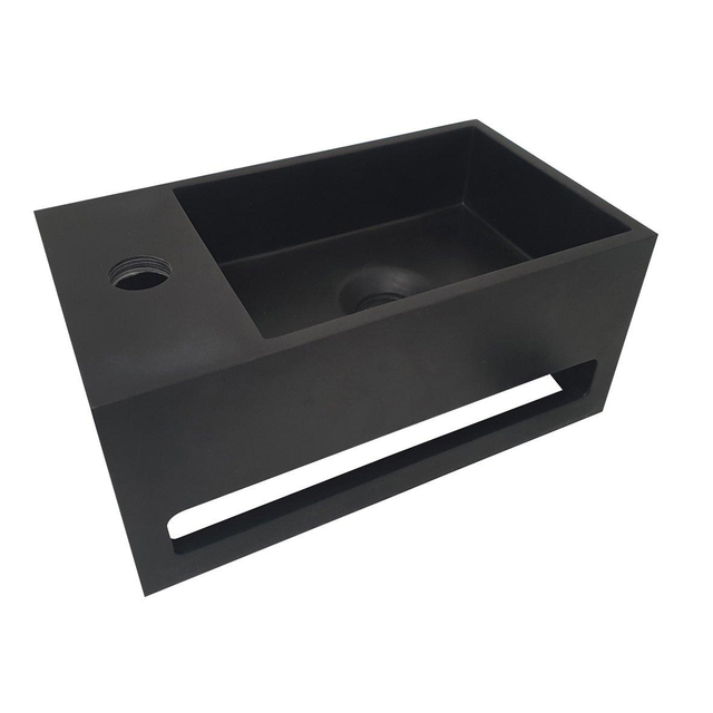 Wiesbaden Wiesbaden Julia fontein links Solid surface 35 x 20 x 16 cm mat 36.4072 - Zwart