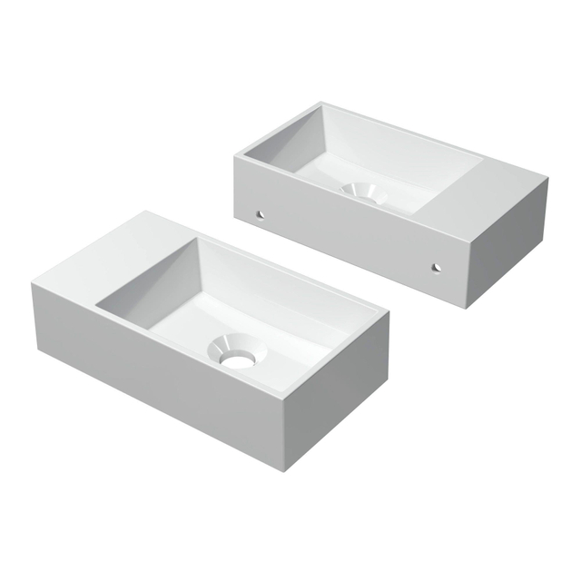 INK INK Contra Fontein - 40x22x10cm - wasbak rechts - 0 kraangaten - polystone wit glans 3403021