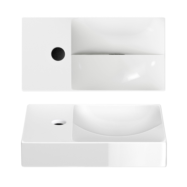 Clou Clou Vale fonteinen keramiek fontein 38x19x7cm kraangat links Wit glanzend CL/03.03161.01.L