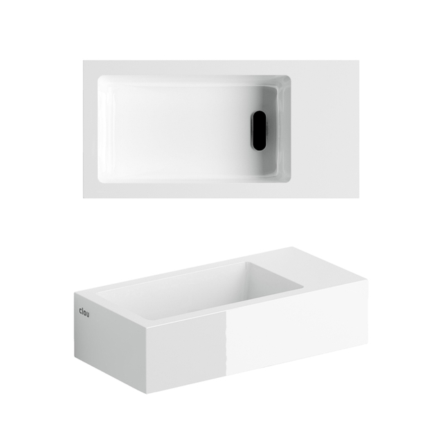Clou Clou Flush 3 fontein 36x18x9cm kraangat rechts mineraalsteen Wit CL/03.08031
