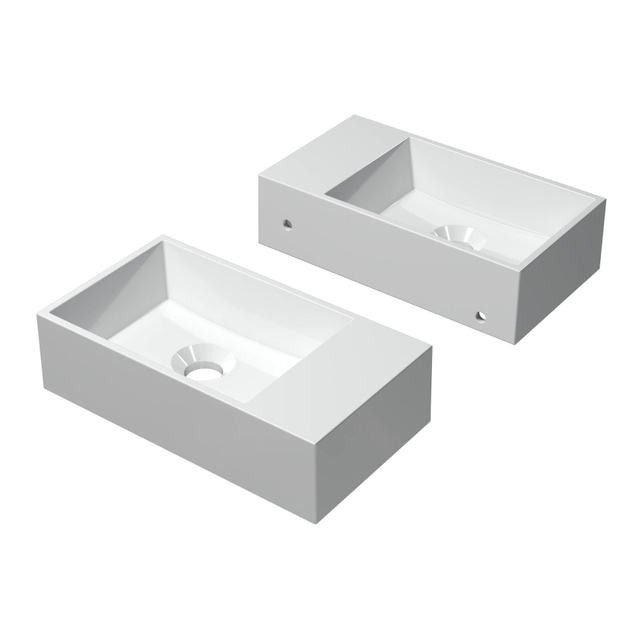 INK INK Contra Fontein - 40x22x10cm - wasbak links - 0 kraangaten - polystone wit glans 3403041