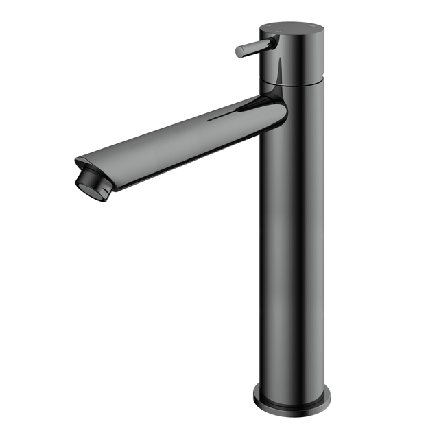 Hotbath Hotbath Cobber hoge wastafelmengkraan met rechte uitloop zonder waste chroom CB003HSBK - Zwart