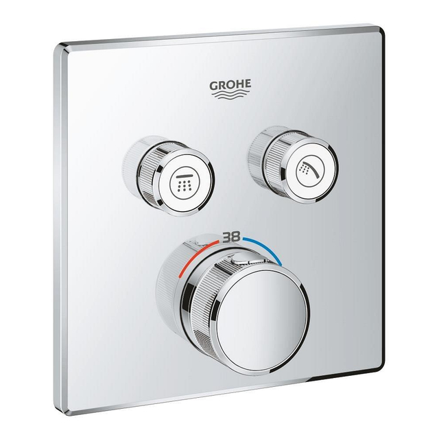 Grohe Grohe SmartControl Inbouwthermostaat - 3 knoppen - vierkant - chroom 29124000