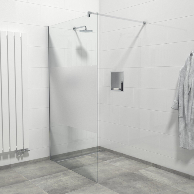 Van Marcke Inloopdouche - 120x200cm - veiligheidsglas - band mat glas - anti kalk - chroom 20005672