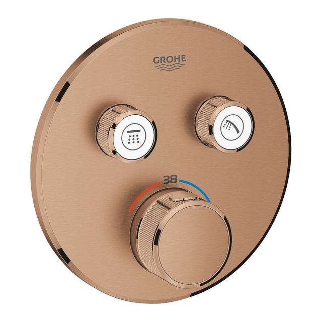 Grohe Grohe SmartControl Inbouwthermostaat - 3 knoppen - rond - brushed warm sunset 29119dl0