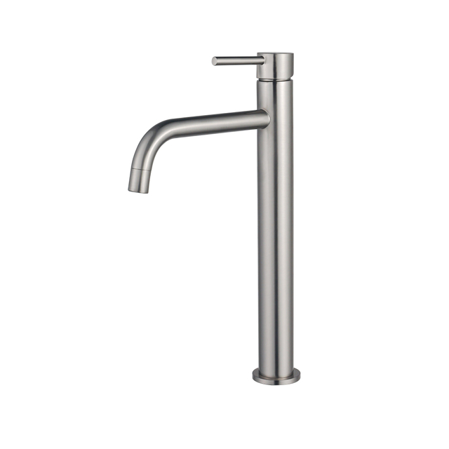 Fortifura Calvi Slim Wastafelkraan - 32cm - verhoogd - opbouw - Geborsteld RVS PVD (RVS) SW377859