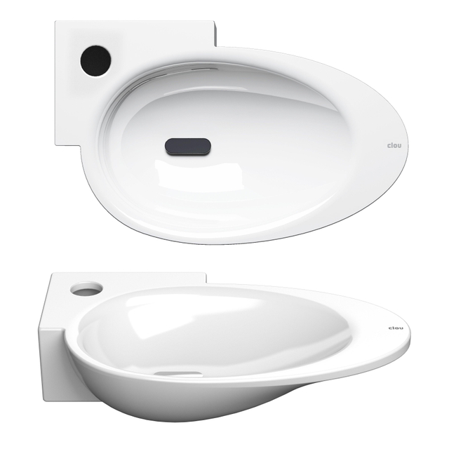 Clou Clou First fonteinkom 38.8x24.6cm kraangat links Keramiek Wit CL/03.03101