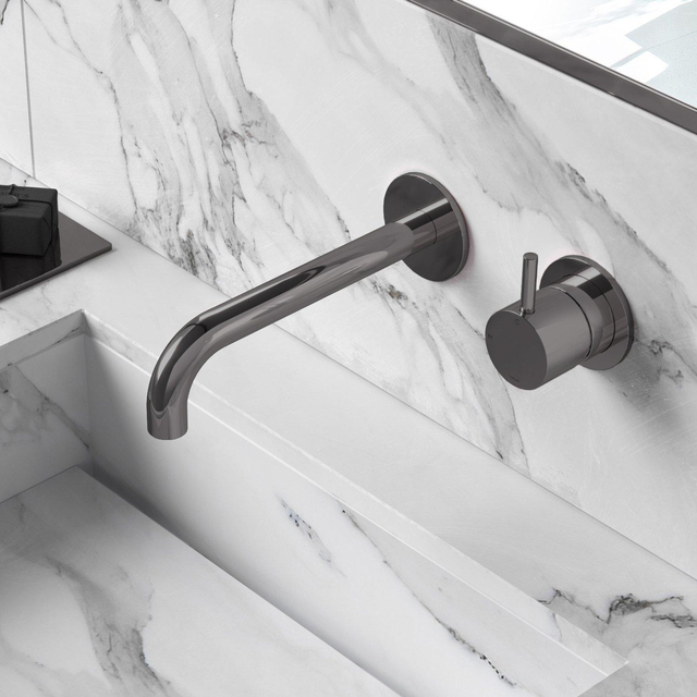 Hotbath Hotbath Cobber afbouwdeel inbouw wastafelmengkraan met 18 cm uitloop zwart chroom CB005EXT18BK