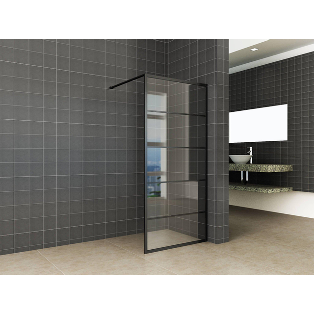 Wiesbaden Wiesbaden Horizon inloopdouche met raster 1200 x 2000 x 8 mm nano helder glas/mat 20.3524 - Zwart