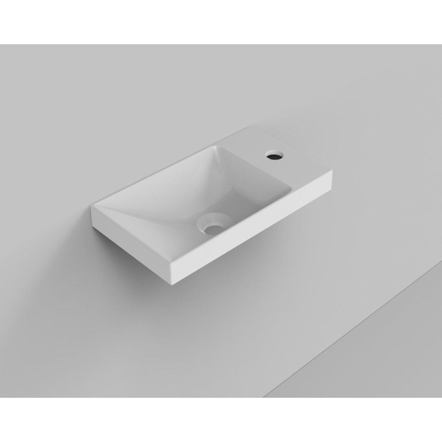 Arcqua Arcqua Marble fontein voor frame 40x22cm met overloop cast marble wit mat WAS116785