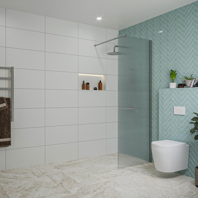 Fortifura Galeria inloopdouche - 70x200cm - ribbelglas - wandarm - chroom SW797949/SW797904