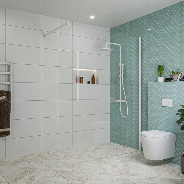 Fortifura Galeria inloopdouche - 160x200cm - helder glas - wandarm - mat wit SW797918/SW797906