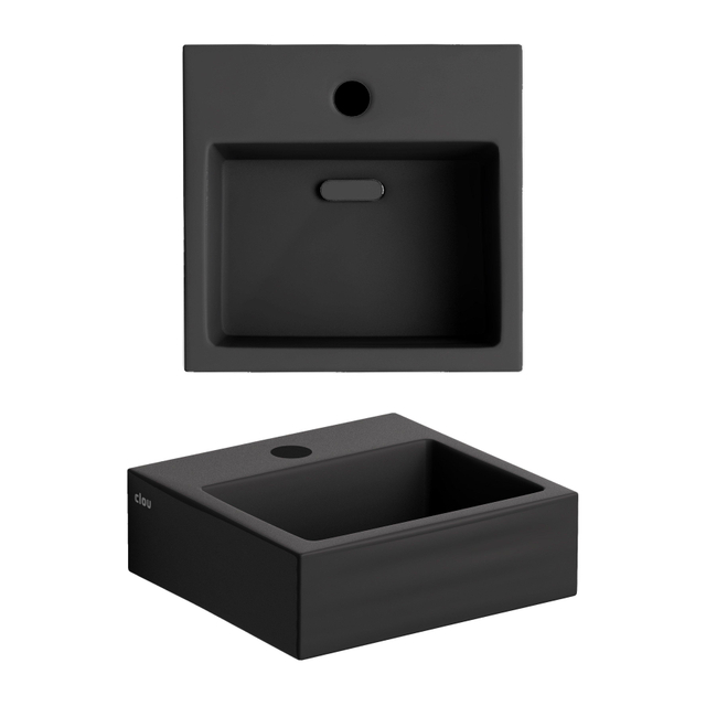 Clou Clou Flush 1 fontein 28x27cm kraangat Keramiek mat CL/03.12010 - Zwart
