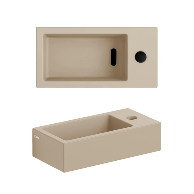 Clou Clou Flush 3 fontein 36x18cm met kraangat rechts mat mosterd keram CL/03.34030 - Geel